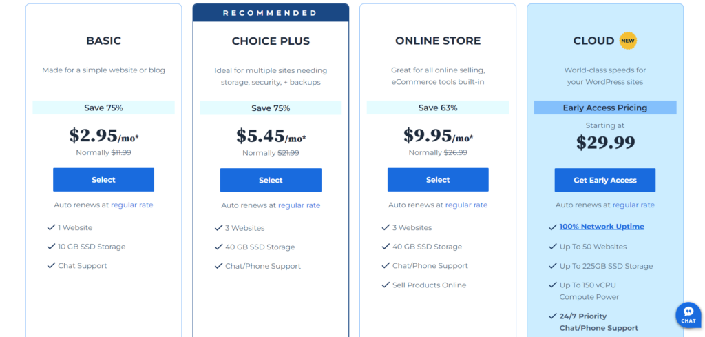 Bluehost Price and Plans